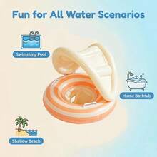 1PC Vintage Lollipop Pool Float, Pool Float With Canopy And Seat, Inflatable Swim Ring With Handles, Back To School - Multicolor - View 5