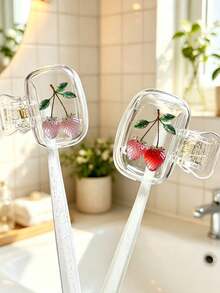 Strawberry Portable Toothbrush Holder - Cute Design For Travel And Home Storage With Transparent Lid, Easy To Carry, Protects Toothbrush Head, Dual Drainage And Ventilation Function, Suitable For Home, Dorm And Travel Use | Cute Toothbrush Head Storage Box, Suitable For Bathroom Storage, Suitable For Home And Dorm Use, Spring/Summer Essential, Suitable For Couples, Back To School, Father's Day, Birthday Gift, Teacher's Day Gift, Halloween Gift - Multicolor - View 2