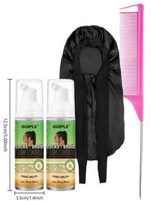 Goiple 2 Fl Oz Braid Styling Mousse - Long-Lasting Hold, Moisturizing & Shiny, Smooth Frizz, Suitable For Braids, Locks, Twists, Curls, Set Includes Tail Comb & Braid Bonnet - Clear - View 13