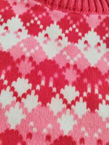 enmi bear Children's Thermal-Lined Pullover Sweater, Stylish Autumn/Winter Knit Top For Young Girl - Pink - View 3