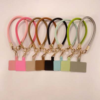 1 pièce Lanière de téléphone portable en cuir PU haut de gamme style macaron avec boucle métallique à joint, porte-clés court portable anti-perte, corde de poignet