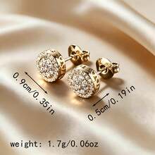 Full Rhinestone Burst Round Stud Earrings, Lightweight Luxury, High-End Fashion, Multi-Functional, Men's Earrings - Multicolor - View 2