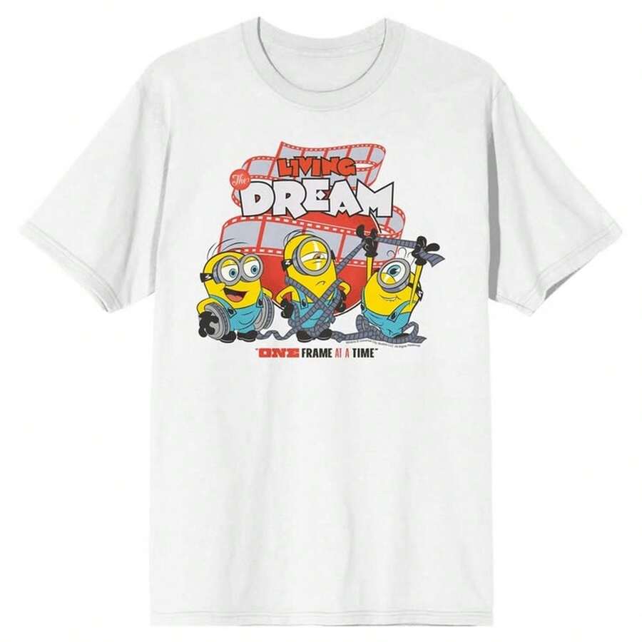 [Universal Tshirt]MmminionS 3 Living The Dream Maglietta Grafica da Donna 100% Cotone Girocollo Maniche Corte T-Shirt Ufficialmente Licenziata-XL - Bianco - Visualizzare 1