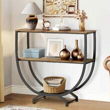 YUDSKU Mesa Recibidor Entrada de 3 Niveles, Consola de Entrada, Mesa de Consola para Sala, Recibidor Entrada Casa, Soporte de TV, Barra de Café, Bufets, Vitrinas y Credenzas - Marrn rstico - Ver 3