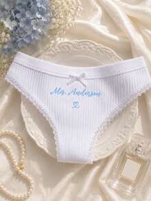 CustomThong 個性化新娘內褲，客製化新娘禮物，婚禮內衣，單身派對女性禮物 - 彩色 - 查看 2