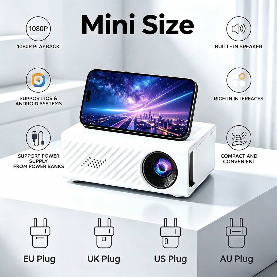 MOMAN 2025 Upgraded Flagship Android Projector, Built-In System, 4D Immersive Experience, Ultra-Quiet Design, 240° Full-Angle Projection, Suitable For Home Entertainment, Teaching, Business Meetings And Gaming, Perfect Gift For Various Occasions
