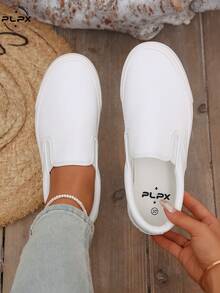 PLPX Women's Slip-On Faux Suede Loafers, Walking Shoes, Fashion Casual Shoes - White - View 7