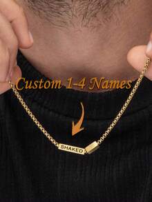 Customized 1-4 Names Men's Silver Necklace, Personalized Gift For Dad, Men's Engraved Jewelry, Name Necklace, Date Necklace, Husband Gift, Christmas Gift - Multicolor - View 2