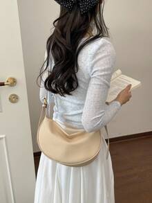 Fashionable New Women's Crossbody Bag, Solid Color Minimalist PU, Suitable For Dating, Shopping, Versatile Exquisite Bag - Khaki - View 7
