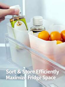 6 piezas de cajas de almacenamiento transparentes para refrigerador, organizadores universales para encimera de cocina y puerta de refrigerador, organizador de frutas, verduras y salsas, contenedores de almacenamiento de alimentos que ahorran espacio - transparente - Ver 5