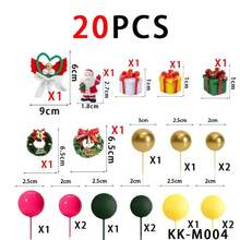 20pcs Colorful Contrast Christmas Theme Cake Topper Set, Complete Birthday Cake Decoration Accessories - Multicolor - View 3