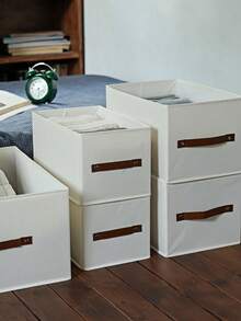 1pc Foldable White Oxford Cloth Clothes Storage Box For Jeans, Sweaters & Closet Organization - White - View 1