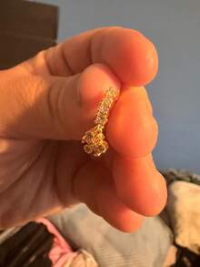 1个20克粉色花朵吊坠鼻环，锆石花朵吊坠鼻圈饰品，适合女性作为圣诞节、万圣节、情人节、生日礼物或日常佩戴 - 金色 - 查看 3
