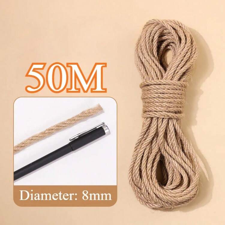 4mm/6mm/8mm X 20m/50m 天然復古麻繩，DIY家居裝飾粗麻繩手工藝，婚禮寵物抓板工具，綁紮、園藝、派對裝飾貓咪用品 - A - 查看 18