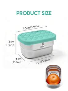 Meoky 3件組 8盎司不鏽鋼零食儲存盒附矽膠蓋，防漏小型食物儲存盒，可重複使用金屬便當盒，適用於零食、備餐、旅行、野餐 - 湖綠色*3件套裝 - 查看 3