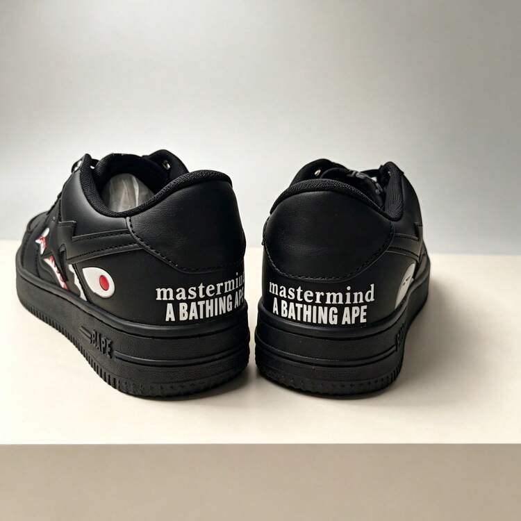 Giày thể thao thường ngày A BATHING APE Bape, phối màu, logo ngôi sao, giày bóng bẩy, thích hợp cho hoạt động thư giãn. - Sự hợp tác giữa Cá mập Đen và Đỏ - Xem 6