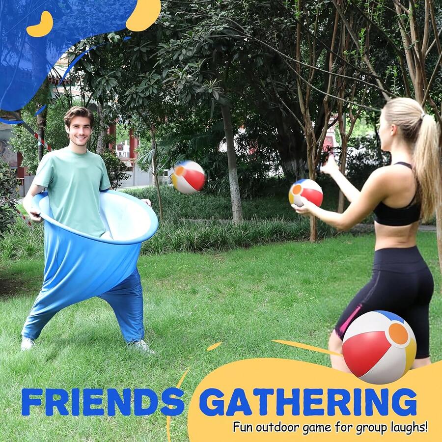 1 Set Adult/Children Elastic Game Pants, Two-Player Ball Throwing Interactive Family Fun Game Pants, Suitable For Outdoor Games, Yard Games, Family Gatherings And Christmas Family Party Games - Multicolor - View 1