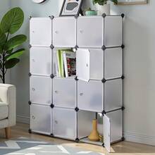 12-Cube Modular Plastic Storage Shelf With Soft-Close Doors – Space-Saving Living Room Organizer, Lightweight & Easy To Assemble, Neutral Design For Clutter-Free Spaces - Black - View 7