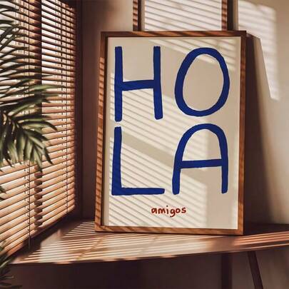 1pc/Set Hola Amigos Print Wall Art Quote Poster Hola Prints Colorful Decor Hola Poster Spanish Print Hallway Wall Decor Print Hallway Poster Suitable For Bedroom Living Room Decoration Housewarming Gift Housewarming Gifts,No Frames Include