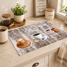 1pc Coffee Pattern Kitchen Countertop Diatomaceous Earth Absorbent Quick-Dry Coffee Machine Mat, Kitchen Home Decor Non-Slip Heat-Resistant, Bowl Dish Cup Drying Mat, Easy To Clean Stain-Hiding, Suitable For Kitchen Dining Table Coffee Bar Kitchen Floor Mat Dining Table Mat Drying Mat Breakfast Mat - Multicolor - View 1