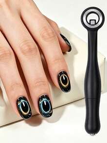 Herramienta magnética 3 en 1 para arte de uñas con diseño hueco 3D, anillo magnético ojo de gato con mango desmontable, efecto ojo de gato, suministros para uñas - Multicolor - Ver 3