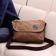 Canvas Shoulder Bag Men's Bag New Washed Simple Casual Messenger Bag Fashionable Versatile Men's Bag - Grey - View 9