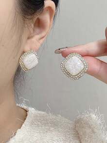 5 Pairs Premium Luxury Cat Eye Rhinestone Geometric Earrings Set, Full Rhinestone Design Delicate Bow Stud Earrings, Suitable For Women's Daily And Party Wear - Gold - View 8