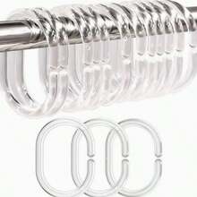12-Pack Shower Curtain Hook Rings, Plastic Shower Curtain Rings, Bathroom Shower Curtain Rod Hooks, Home Bathroom Decor, Bathroom Accessories - Multicolor - View 5