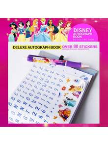 Monogram 1SET Disney Officially Licensed Princess Autograph Book Set Including Hard‑Cover Notebook And Matching Ball‑Point Pen Iridescent Cover With Classic Princess Prints Portable Journal Set For Daily Notes Diary Writing Ideal Birthday Holiday Gift For Fan - Princess - View 4
