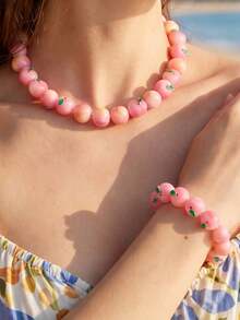 NAIZHU 1/2pcs Fashion Creative Colorful Y2K Dopamine Resin Fruit Necklace Blueberry Apple Mangosteen Necklace Daily Party Accessory - Multicolor - View 5