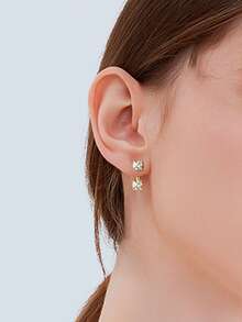 XUJIA 1對S925純銀莫桑鑽耳釘，0.5ct*4莫桑鑽耳夾耳環，低過敏性女士精緻珠寶 - EMO-532 - 查看 8