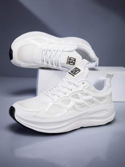 Men's New Fashion Sports Shoes, Soft Sole Lightweight Casual Athletic Shoes, Lace-Up Low-Top Training Shoes, Fabric Lining, Round Toe, Suitable For Daily Wear, Comfortable All Season