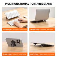 1 Pair Adjustable Keyboard Stand, Universal For Keyboard And Laptop. Multi-Purpose: Keyboard Height Increase And Laptop Cooling. Essential For Students Back To School And Business Travel. Lightweight And Compact, Space-Saving, 2-Level Adjustable. - Multicolor - View 7