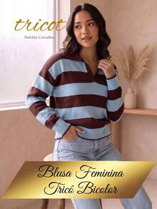 Women Sweaters - Brown/Baby Blue - View 1