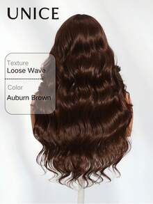 UNice Mocha Brown 13x4 Pre Everything Lace Front Loose Wave Glueless Wig With Drawstring Fit For All Sizes Transparent Lace Auburn Brown 150% Density Put On And Go Wig Pre Plucked Pre Cut Bleached Knots Ready To Wear - S4 - View 8