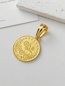 Herseygold 1件裝阿拉伯風時尚女款圍巾扣，鍍金硬幣造型圍巾扣，中東圖騰頸部飾品 - 金色 - 查看 6
