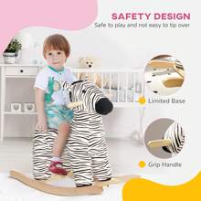 Zebra-Shaped Children's Rocking Horse With , Suitable For Children Aged 2-4, Black - Black - View 7