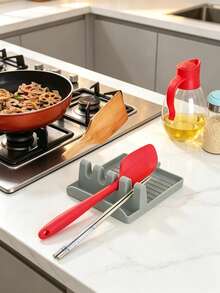 1pc Stove Top Kitchen Utensil Holder, Spatula/Ladle/Spoon Rack With Drip Tray And Pot Lid Support, Kitchen Cooking Utensil Anti-Drip Holder, Multi-Function Kitchen Spatula Rack With Lid Holder - Multicolor - View 1