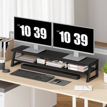 Dual Monitor Stand, Monitor Riser For 2 Screens, 100 Cm Large Computer Monitor Stand, Desk Shelf Organizer For Office Desk, Accessories - View 9