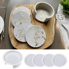 SILIKE LUFEI 5PCS Resin Epoxy Gypsum Coaster Mold Round Coaster Storage Box Combination Set Silicone Mold - Coaster Mold - View 1