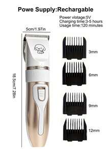 Professional Dog Grooming Kit, Quiet Hair Clippers Set For Dog, USB Rechargeable Cat Pets Cordless Dog Grooming Tools - Multicolor - View 12