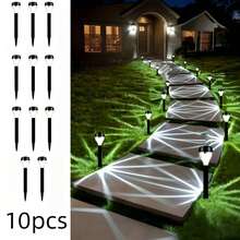 20/10-Piece Solar Wall Light Outdoor Waterproof Garden Lighting With Night Automatic Sensing, Suitable For Corridors, Fences, Gardens, Terraces, And Winter Thanksgiving Christmas Party Holiday Decorations,200mah - 白光 - 查看 2