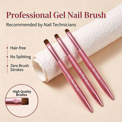1/2/3pcs French-Style Nail Art Brush, 3-In-1 Function Nail Art Pen, Suitable For French-Style Nail Art, Common Brush Numbers Used By Nail Artists