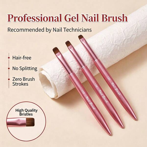1/2/3pcs French-Style Nail Art Brush, 3-In-1 Function Nail Art Pen, Suitable For French-Style Nail Art, Common Brush Numbers Used By Nail Artists