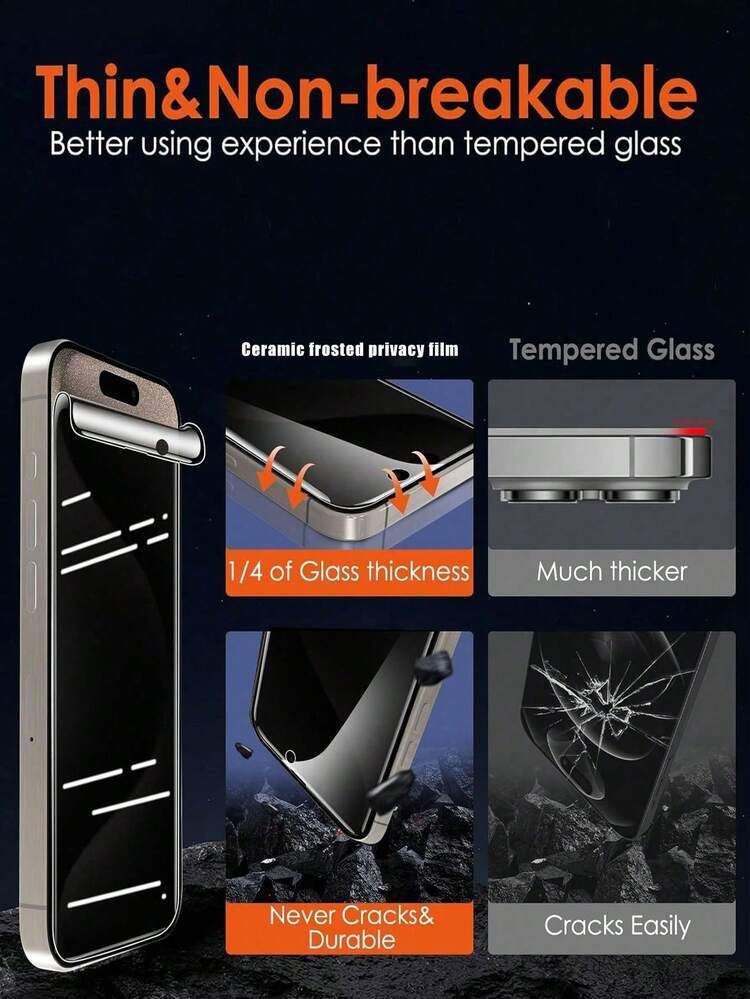 Scratch-Resistant Tempered Glass Screen Protector, Clear Tempered Glass, HD Mobile Phone Screen Protector,Case Friendly Compatible With Apple Mobile Phone Models, Including Apple15PROMAX 15 16 15PRO 14, 13, 12, 11, Xr, Xs, X, 7, 8 17/17 Pro/17 Pro Max/17 Air Explosion-Proof, Shatterproof, Scratch-Resistant And Waterproof Glass Mobile Phone Tempered Film - 2pcs - View 5