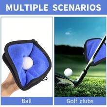 1PC Lightweight Pocket-Sized Golf Accessory, Suitable For On-Course Play And Training Practice; Thick Microfiber Inner Layer With Strong Cleaning Power To Remove Dust And Mud From Golf Equipment; Elastic Opening Structure For Easy Golf Ball Retrieval And Club Face Cleaning; Sturdy Metal Carabiner For Quick Attachment To Golf Bags And Backpacks; Essential Cleaning Tool For Daily Outdoor Golfers, Golf Club Set Accessory, And Small Indoor Simulator Golf Aid - Multicolor - View 3