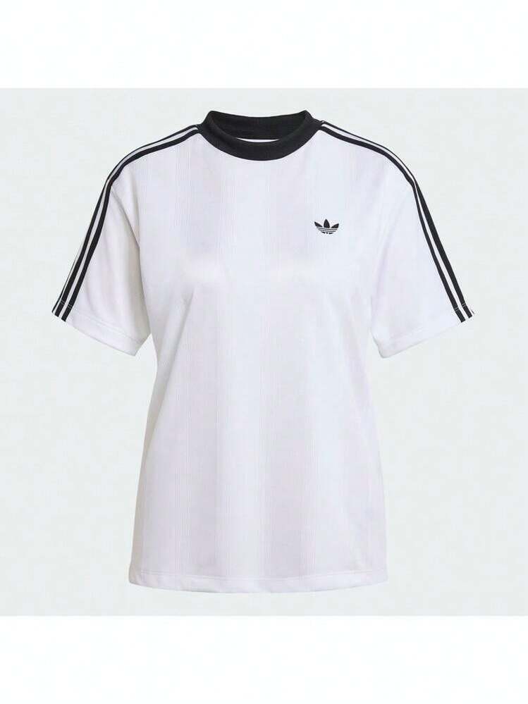 Adidas Originals 女款緹花短袖針織無領T恤 TJV9647 - 白色 - 查看 1
