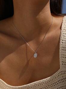MODIAN D Color Moissanite Chain 925 Sterling Sliver Vintage Elegant Button Pendant Necklaces For Women Daily OL Fine Jewelry - Silver - View 6