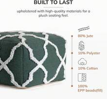 Anji Mountain Pouf Ottoman Foot Rest, Handmade Ottoman Pouf, Comfortable Foot Stool, Decorative Floor Seating For Living Room Decor, Bedroom &Amp - ColorC - View 3