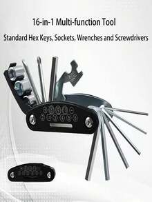 2pcs 16-In-1 Portable Socket Wrench Multi-Function Bicycle Tool Set, Screwdriver, Motorcycle & Bicycle Repair Tool - Black - View 7
